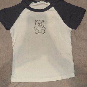 Pink Rose White and Black Bear Tee